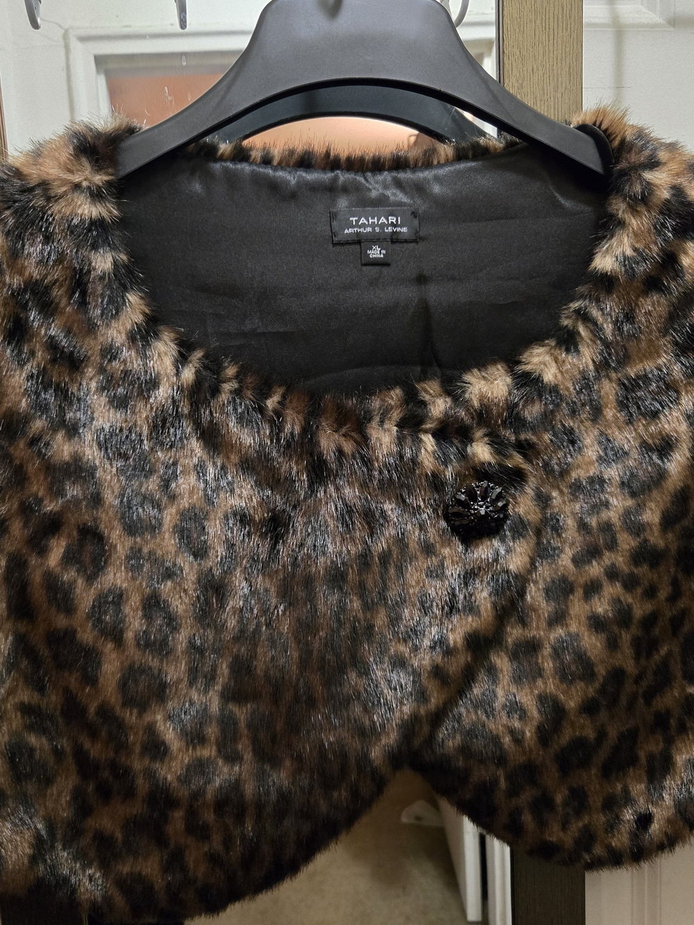 Tahari Leopard Print Faux Fur Capelet - Size XL (De-Creased Price!)